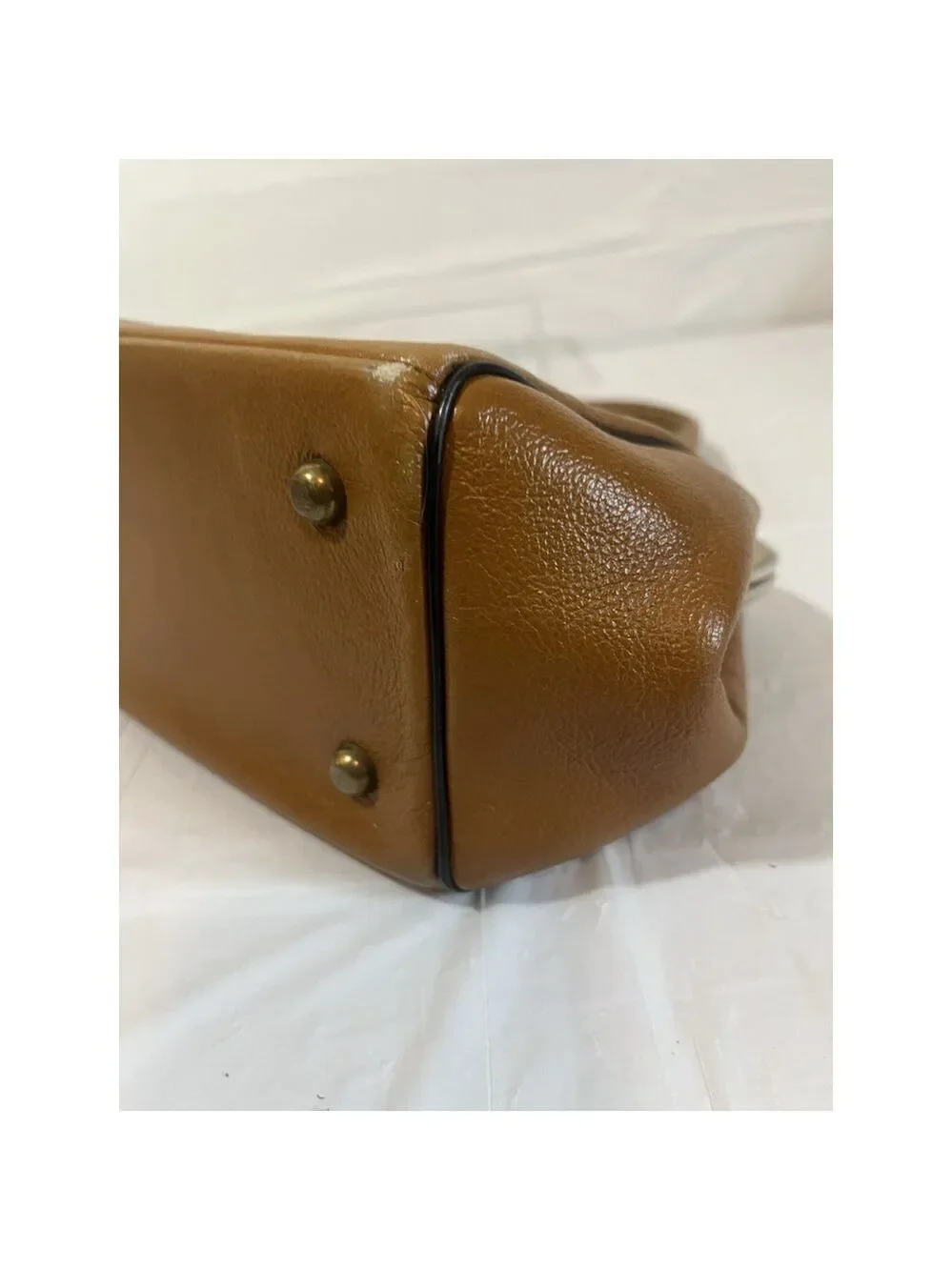 Vintage Handmade 60's Leather Kiss Lock Handbag